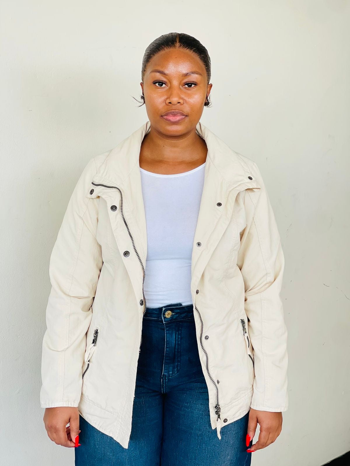 Women's Lightweight Rain Jacket – Cream White